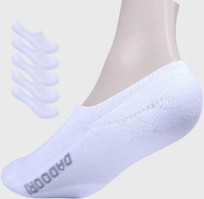 다두리 여성용 이중쿠션 스포츠 페이크삭스 5켤레, 화이트, 1세트