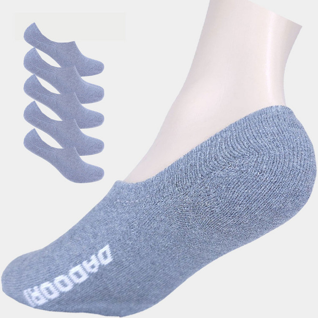 다두리 여성용 이중쿠션 스포츠 페이크삭스 5켤레, 그레이, 1세트