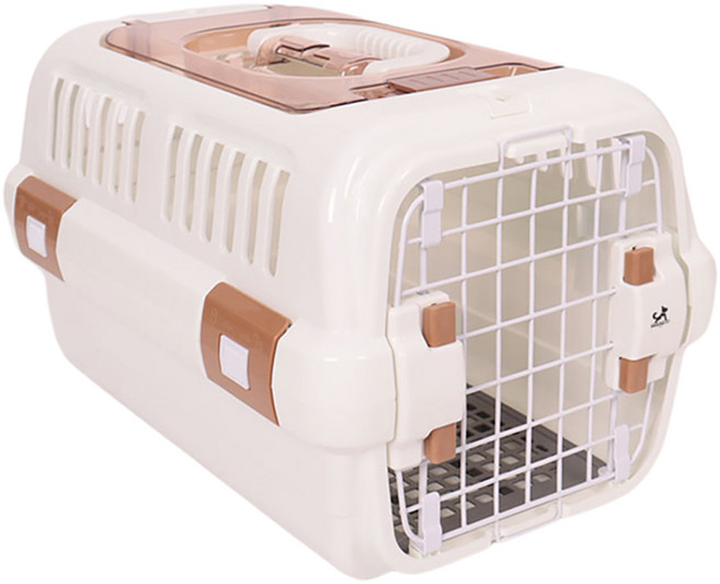 딩동펫 반려동물 더블캐리 이동장 켄넬, 화이트, 1개