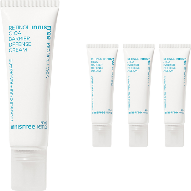 INNISFREE Vegan Beauty視黃醇積雪草痕跡屏障乳霜, 4個, 50ml