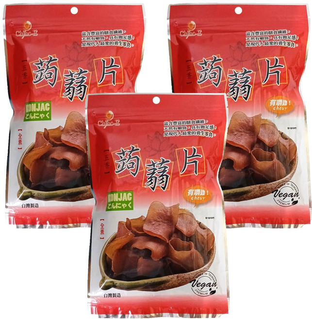 Chiao-E 巧益 五香蒟蒻片 全素, 100g, 3包
