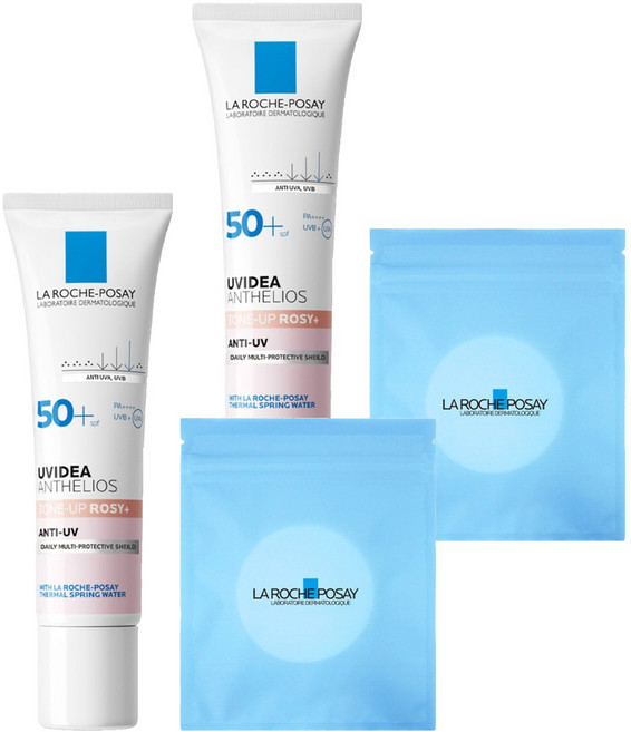 라로슈포제 유비데아 톤업 로지 플러스 글로우 선크림 SPF50+ PA++++ 30ml + 화장솜 30p 세트, 2세트