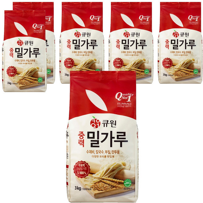 큐원 다목적용 중력 밀가루, 3kg, 6개