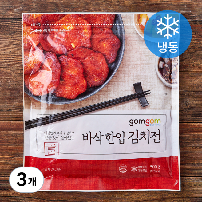 곰곰 바삭 한입 김치전 (냉동), 500g, 3개