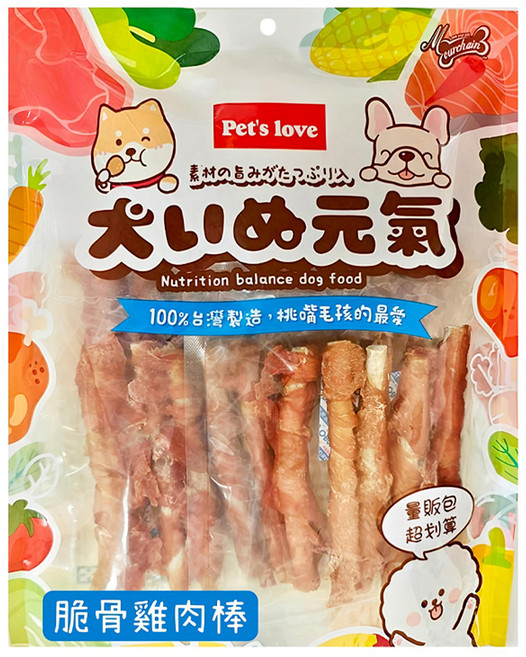 Pet's love 元氣犬 零食量販包脆骨棒, 雞肉, 1包, 400g