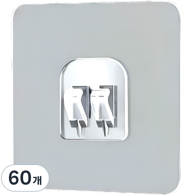 리빙홈디테일 홈 스마트 무타공 접착패드 싱글, 투명, 60개