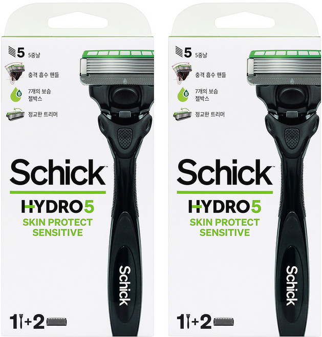 쉬크 하이드로5 스킨프로텍트 센서티브 면도기 + 여분날 세트, 2세트
