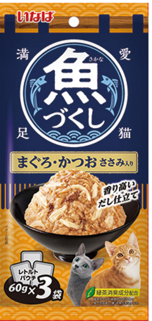 이나바 고양이 생선 가득 파우치, 혼합맛(참치/가다랑어/닭가슴살), 180g, 1개
