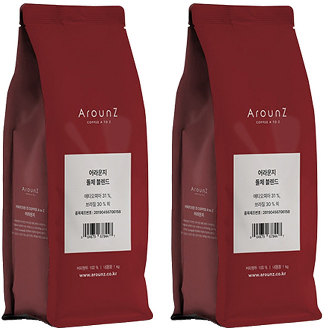 어라운지 돌체 블렌드 커피원두, 1kg, 2개, 홀빈(분쇄안함)