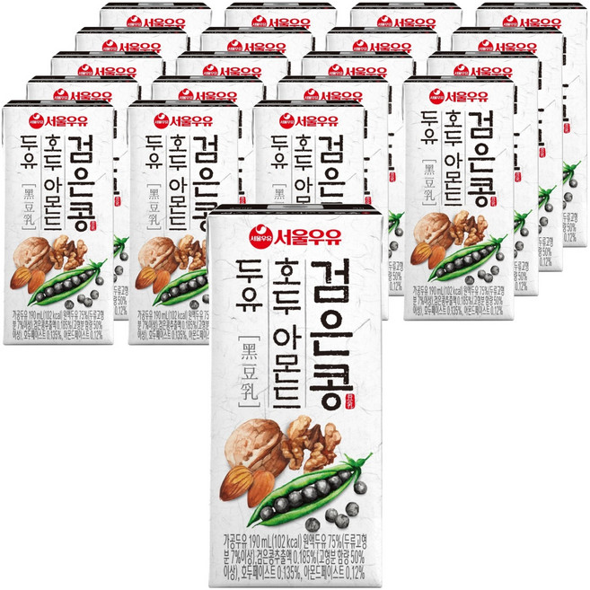 Seoul Milk 首爾牛奶 黑豆核桃杏仁豆漿, 190ml, 20瓶
