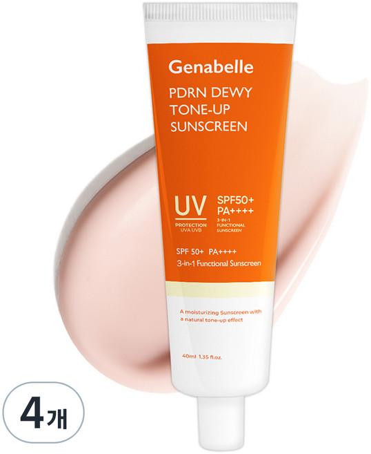 제나벨 PDRN 듀이 톤업 선스크린 SPF50+ PA++++, 40ml, 4개
