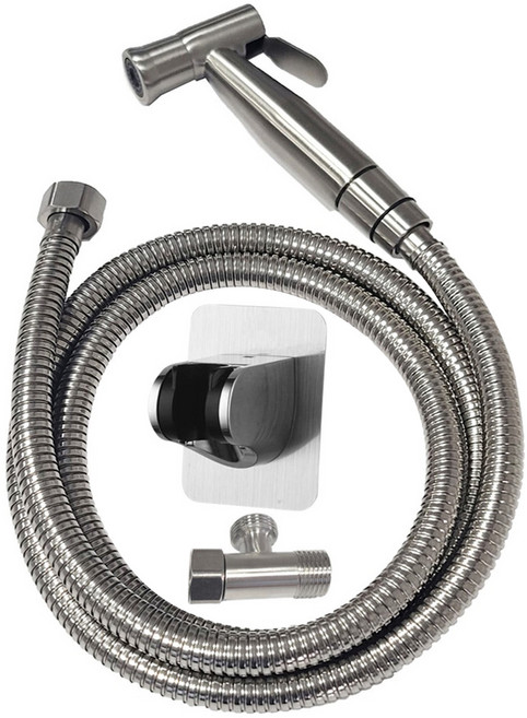 LEADER 麗達 多用途不繡鋼強力清潔沖洗全配組 搭黏貼掛座 ND102-12 1.2m, 銀色, 1組