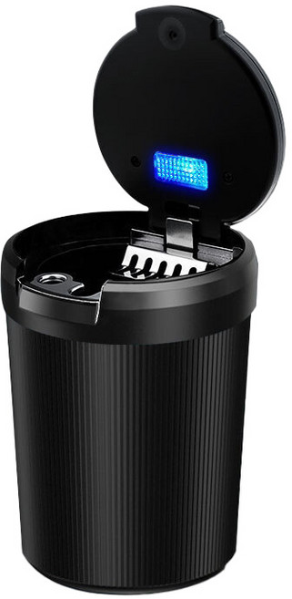 생활공식 냄새차단 LED 차량용 재떨이, 블랙, 1개