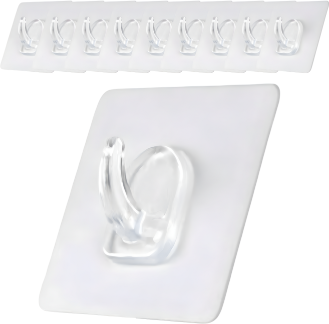 리빙홈디테일 접착식 부착 후크, 투명, 10개