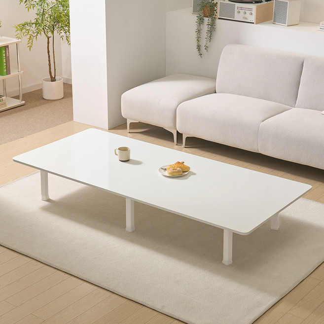 아이캔컴퍼니 국내생산 모모 폴딩 좌식 테이블 4단 높이조절 고객직접설치, 화이트