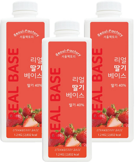 서울팩토리 리얼 딸기 베이스, 3개, 1.2kg