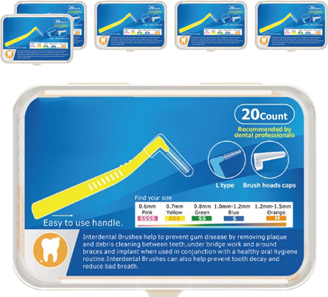 小麥購物 L型牙間刷 G749 綠色 SS(0.8mm), 0.8cm, 20支, 6盒