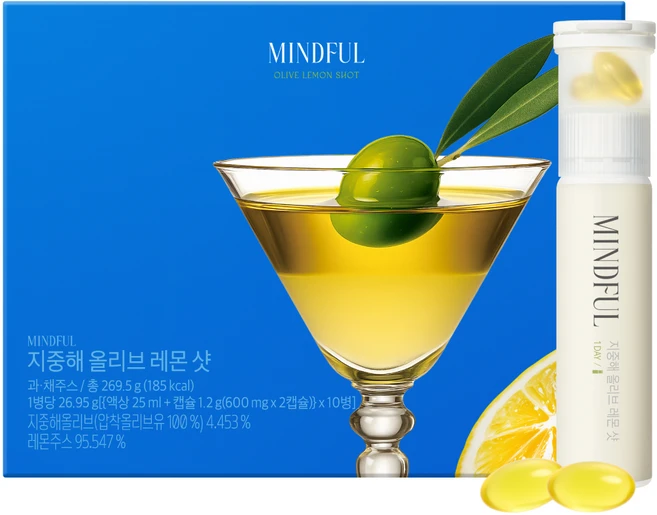 푸드올로지 마인드풀 지중해 올리브 레몬샷 269.5g, 10회분, 1개 - 쿠팡