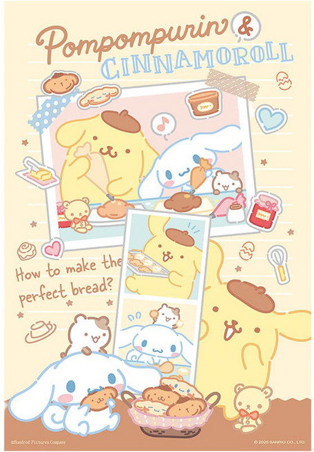 HUNDRED PICTURES 百耘圖 拼圖 HP00300S-277 38 x 26cm 3歲以上, Pompompurin & Cinnamoroll 布丁狗&大耳狗喜拿 烘焙餅乾, 300片, 1盒