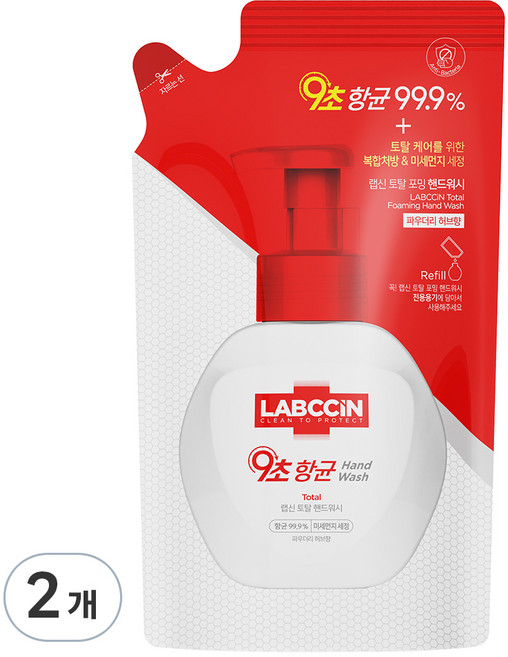 랩신 토탈 포밍 핸드워시 리필 파우더리허브향, 200ml, 2개