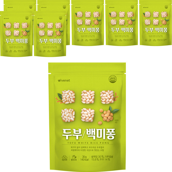 아이배냇 두부칩 과자, 백미퐁, 30g, 8개
