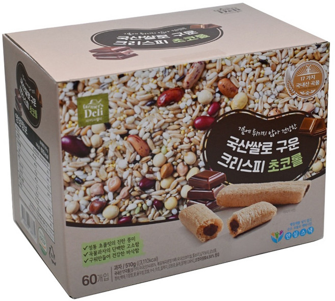파머스델리 쌀로 구운 크리스피 초코롤 60p, 510g, 1개