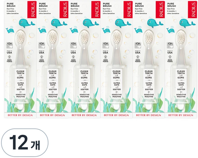 래디어스 퓨어 베이비 유아칫솔, 1개입, 12개 - 쿠팡