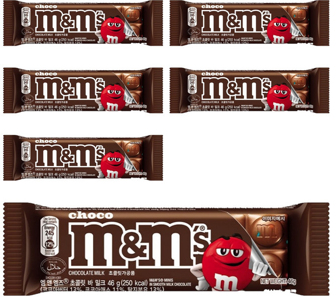 엠앤엠즈 초콜릿바 밀크, 46g, 6개