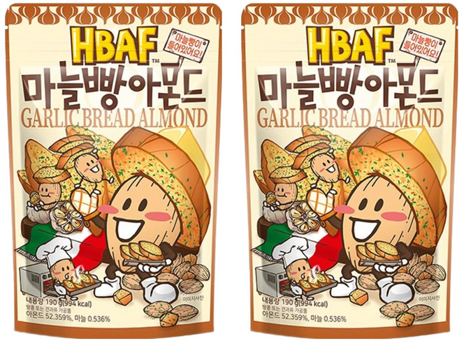 HBAF 杏仁果 大蒜麵包味, 190g, 2包