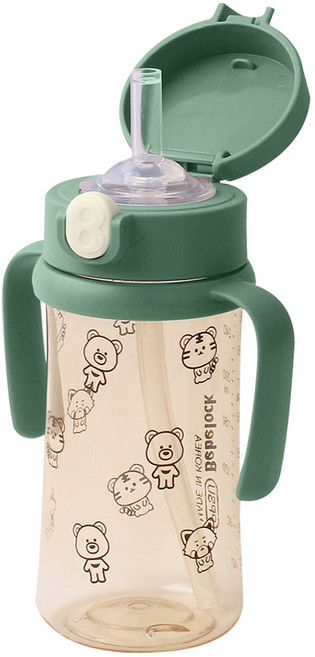 베베락 아이와 PPSU 원터치 빨대컵, 270ml, 1개, 딥그린