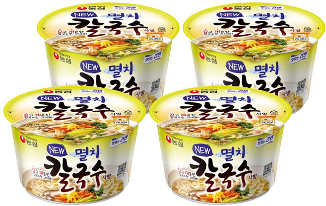농심 멸치칼국수 사발 75g, 4개