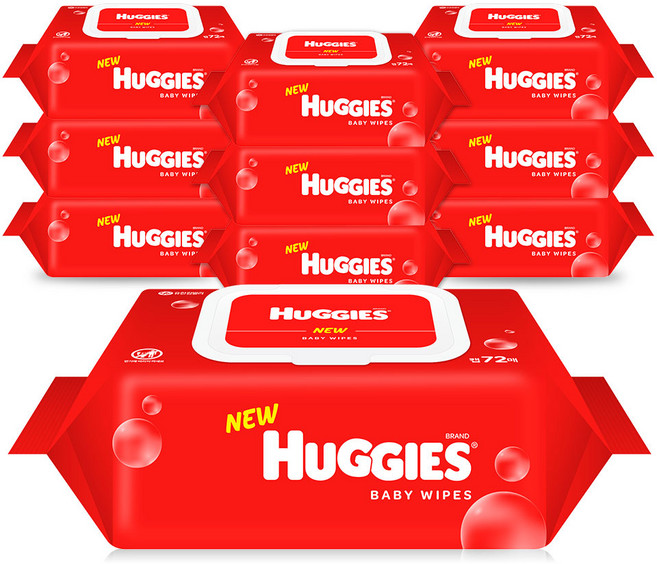 하기스 아기물티슈 캡형, 65g, 72매, 10개