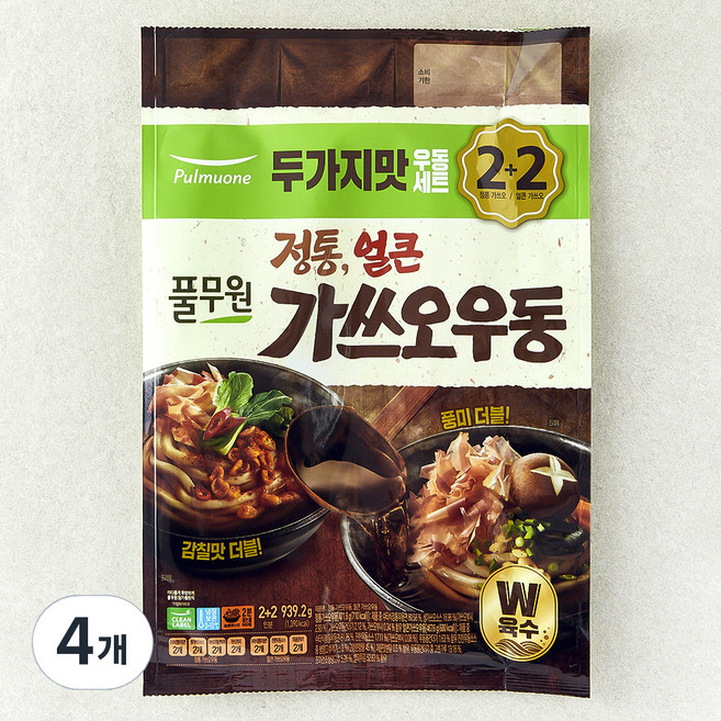 풀무원 정통가쓰오 우동 + 얼큰 가쓰오 우동 세트 4인분, 939.2g, 4개