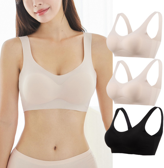 베이스알파에센셜 컴포트 심리스 노라인 브라탑 3p