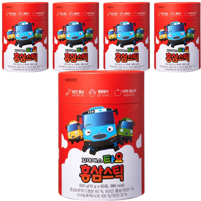 천지인 꼬마버스 타요 홍삼스틱, 600g, 5개