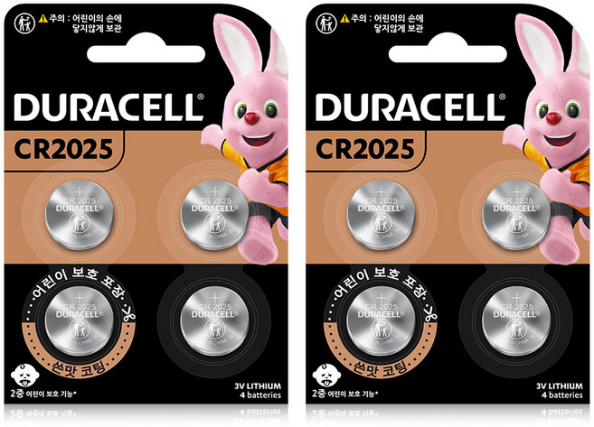 듀라셀 쓴맛코팅 리튬 코인 건전지 CR2025, 4개입, 2개