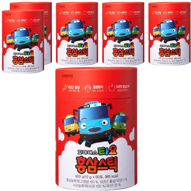 천지인 꼬마버스 타요 홍삼스틱, 600g, 6개
