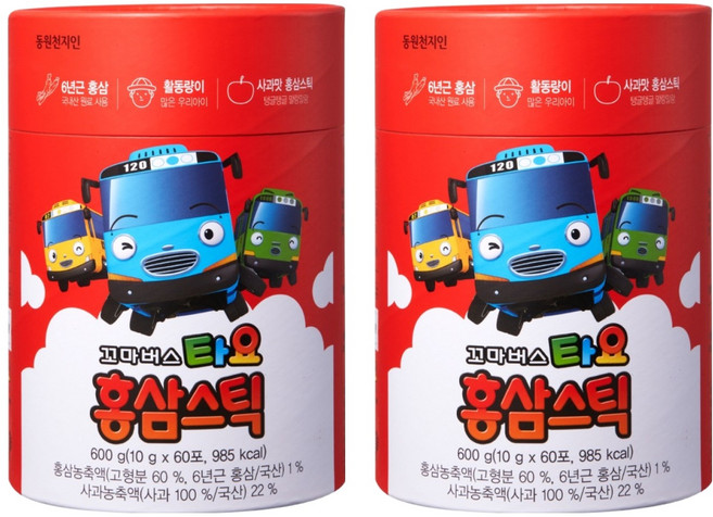 천지인 꼬마버스 타요 홍삼스틱, 600g, 2개
