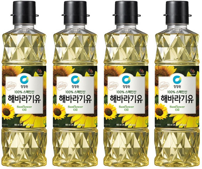 청정원 해바라기유, 900ml, 4개