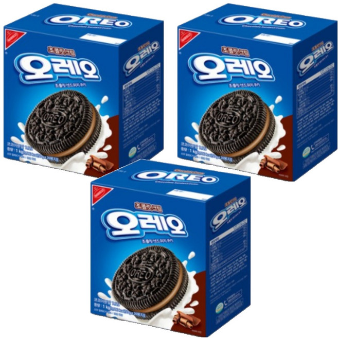 오레오 초콜릿 크림 샌드위치 쿠키, 1kg, 3개