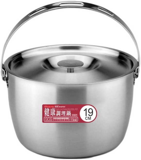 Chieh Pao 潔豹 316不銹鋼 健康調理鍋 附提把, 19cm, 銀色, 1個