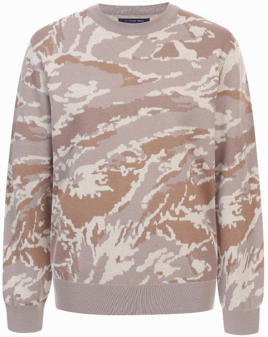 티아이포맨 남성용 카모플라주 자카드 크루넥 니트 M208MSW308M