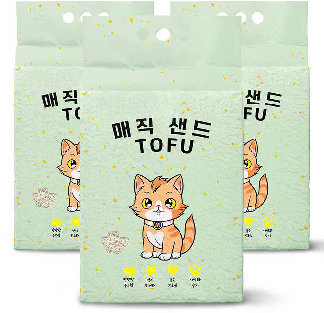 메디펫 매직 응고형 고양이 두부모래 가는입자, 10L, 3개, 녹차향