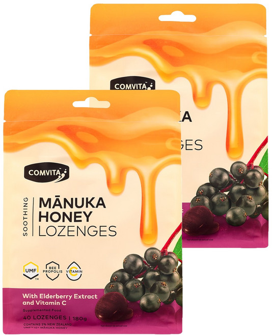 콤비타 UMF10+ 마누카허니 로젠지 엘더베리 & 비타민C, 180g, 2개