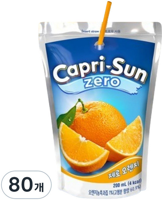 카프리썬 제로 오렌지 음료, 80개, 200ml