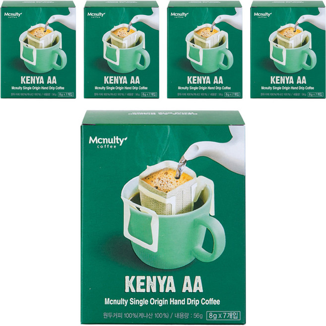 맥널티커피 케냐 AA 핸드드립 원두커피, 8g, 7개입, 5개