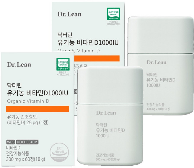 닥터린 유기농 비타민D 1000IU, 60정, 2개