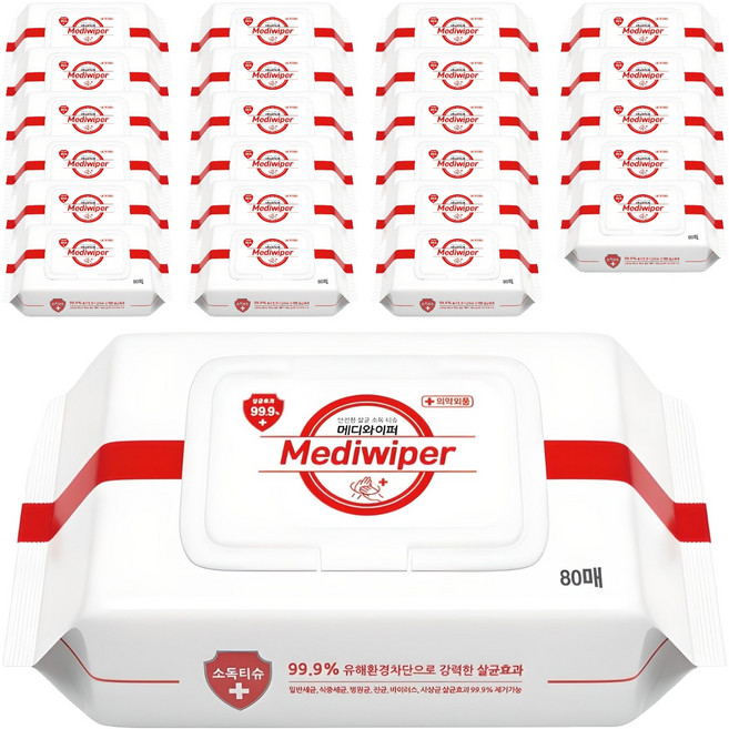 메디와이퍼 손소독 티슈 캡형, 80매, 24개