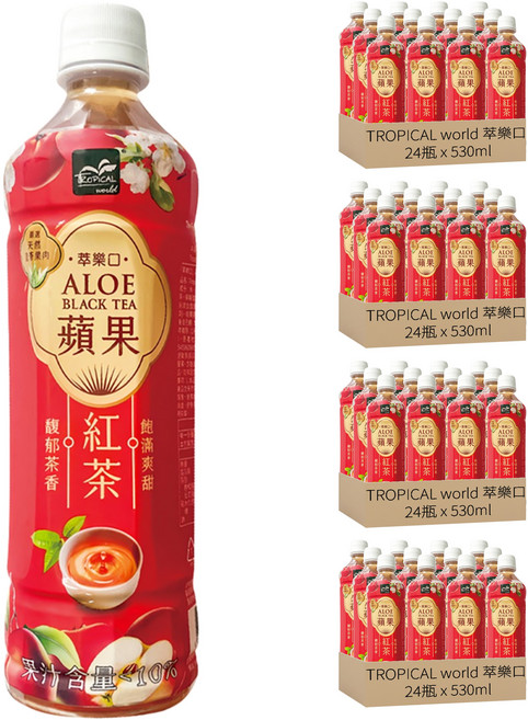 TROPICAL world 萃樂口 蘆薈蘋果紅茶, 530ml, 96瓶