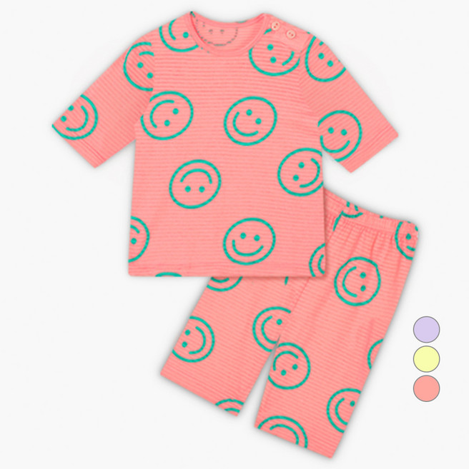 unifriend 兒童微笑七分袖居家服上下套裝